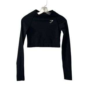 Gymshark Black Long Sleeve Crop Top With Thumbholes